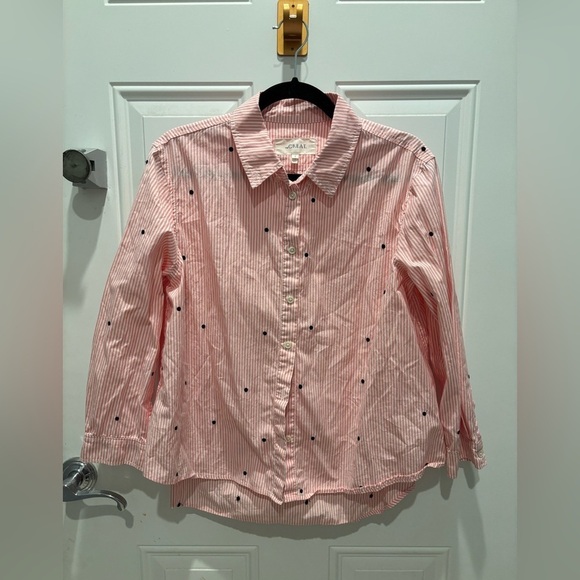 The Great
Striped Three-Quarter Sleeve Button-Up Top - Picture 2 of 5